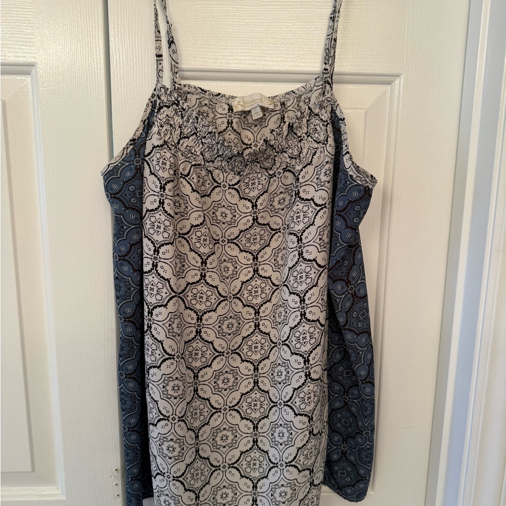 Suzanne Betro Black and White Smocked Camisole Top